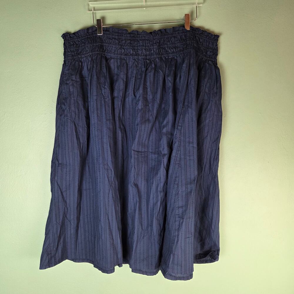 Old Navy Womens XXL Blue Smocked Waist Midi Pull On Skirt Arctic Depth Pockets